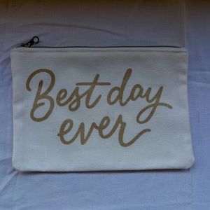 white and gold makeup bag